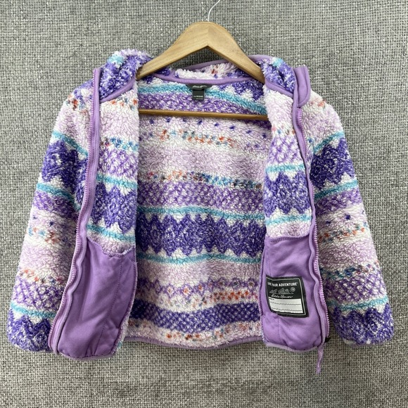 EDDIE BAUER Quest Fleece Plush Sherpa Hooded Jacket Girls Size XS (5/6) Multi‎ - Picture 10 of 14